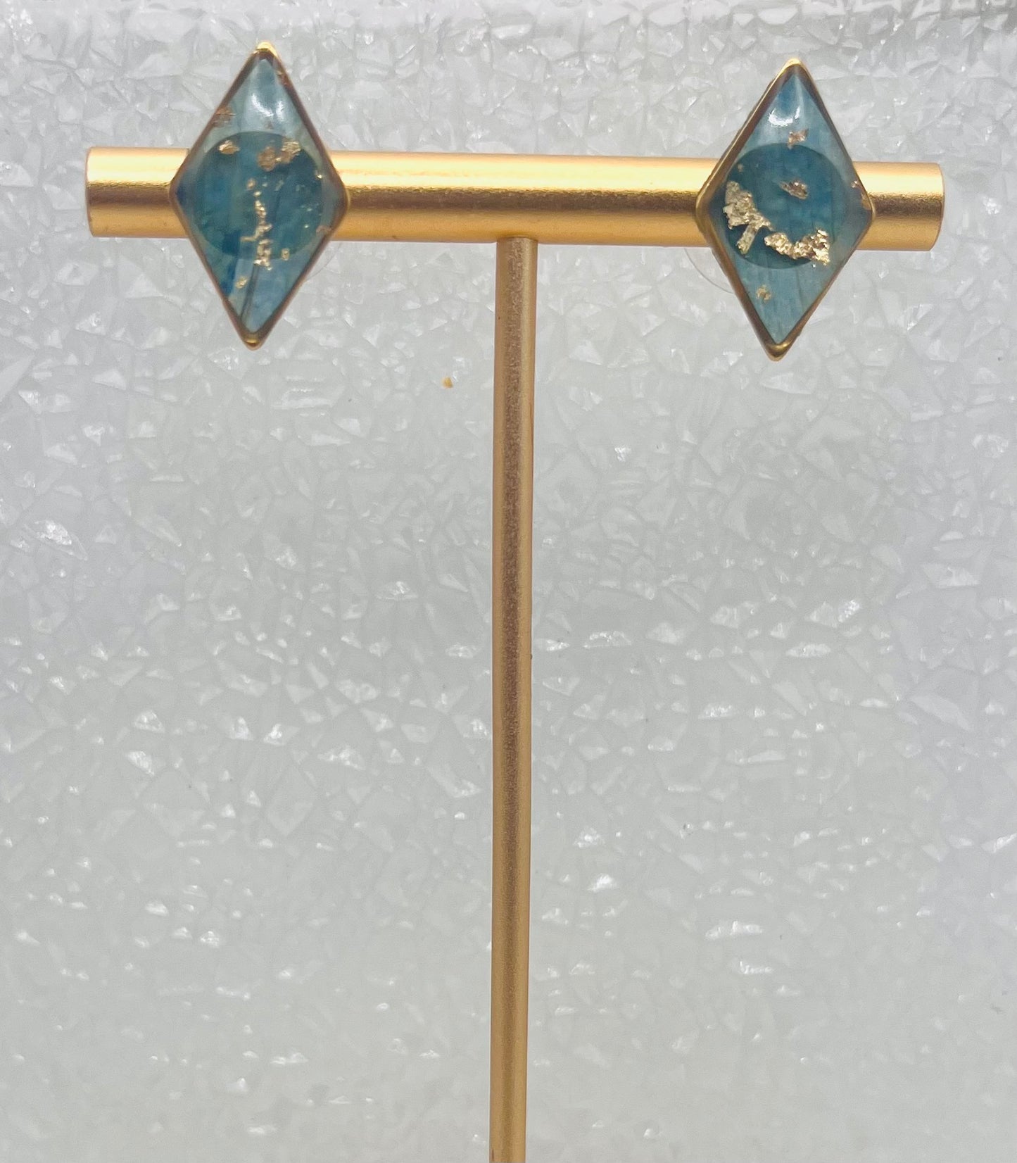 TEAL BLUE FLORAL STUDS