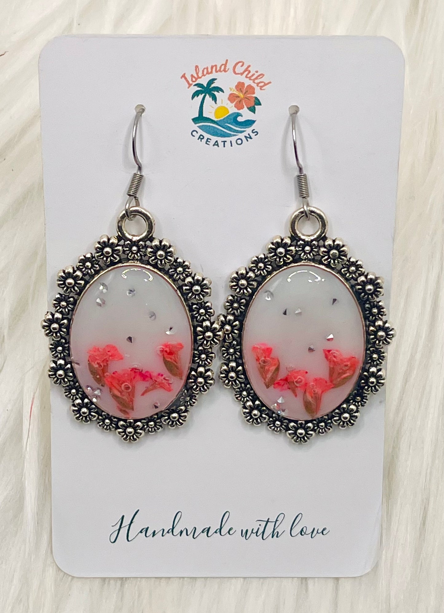VINTAGE PINK FLORAL DANGLES