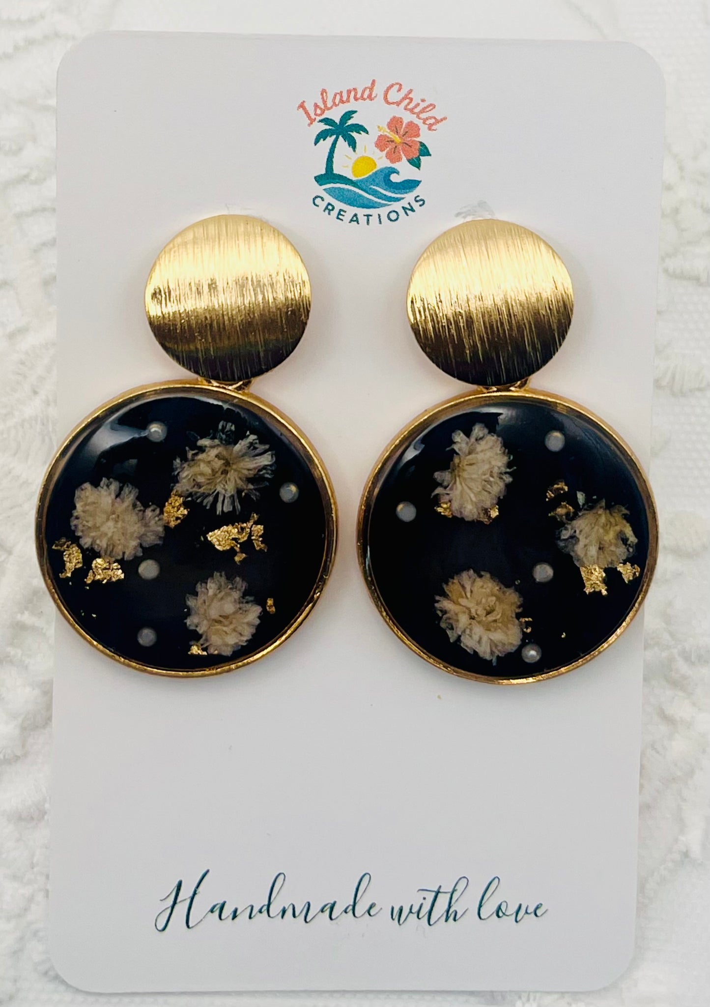 BLACK FLORAL DANGLES