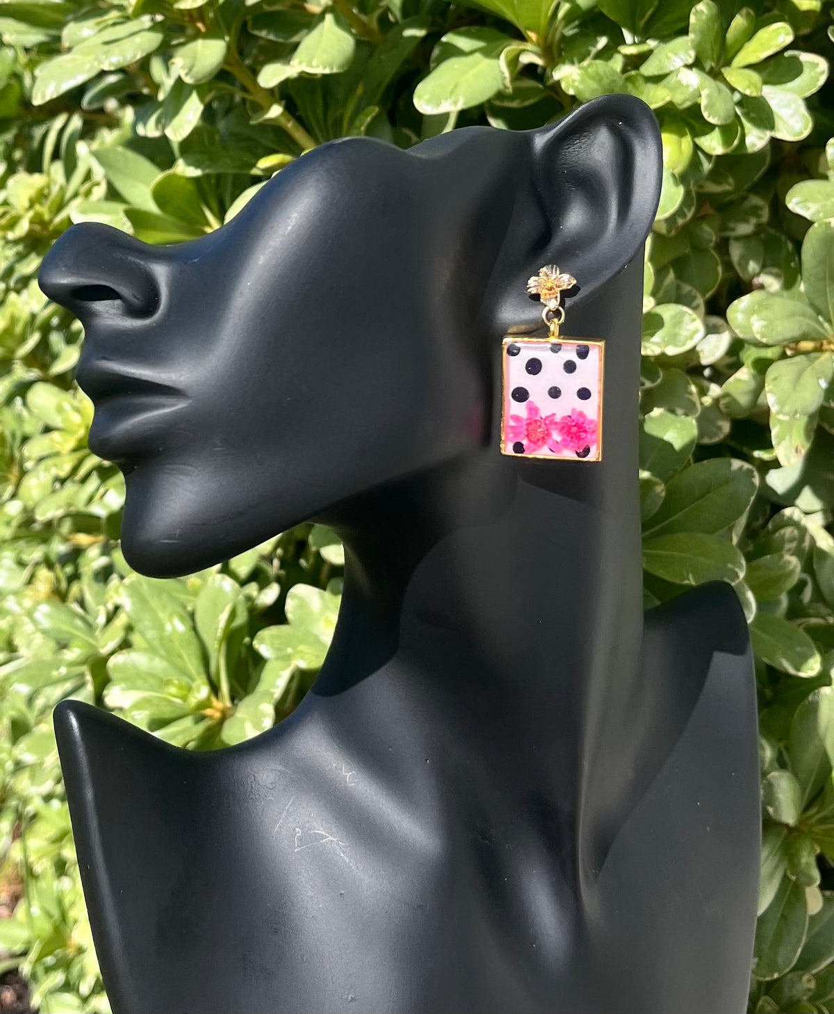 POLKA DOT FLORAL DANGLES