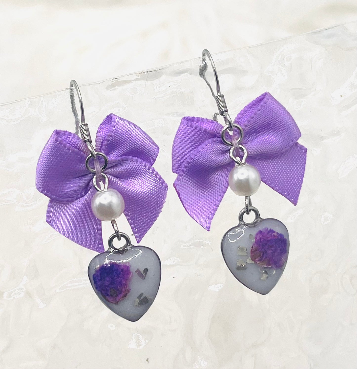 PURPLE BOW FLORAL DANGLES