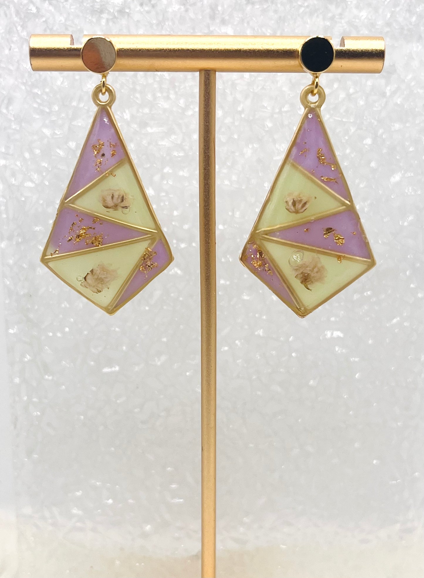 GREEN & LAVENDER FLORAL DANGLES