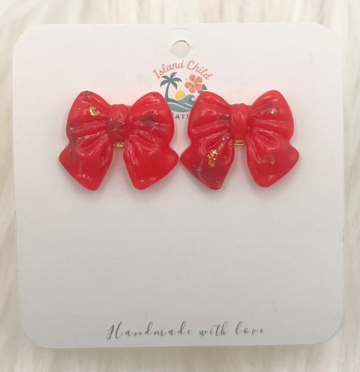 RASPBERRY RED BOW STUDS