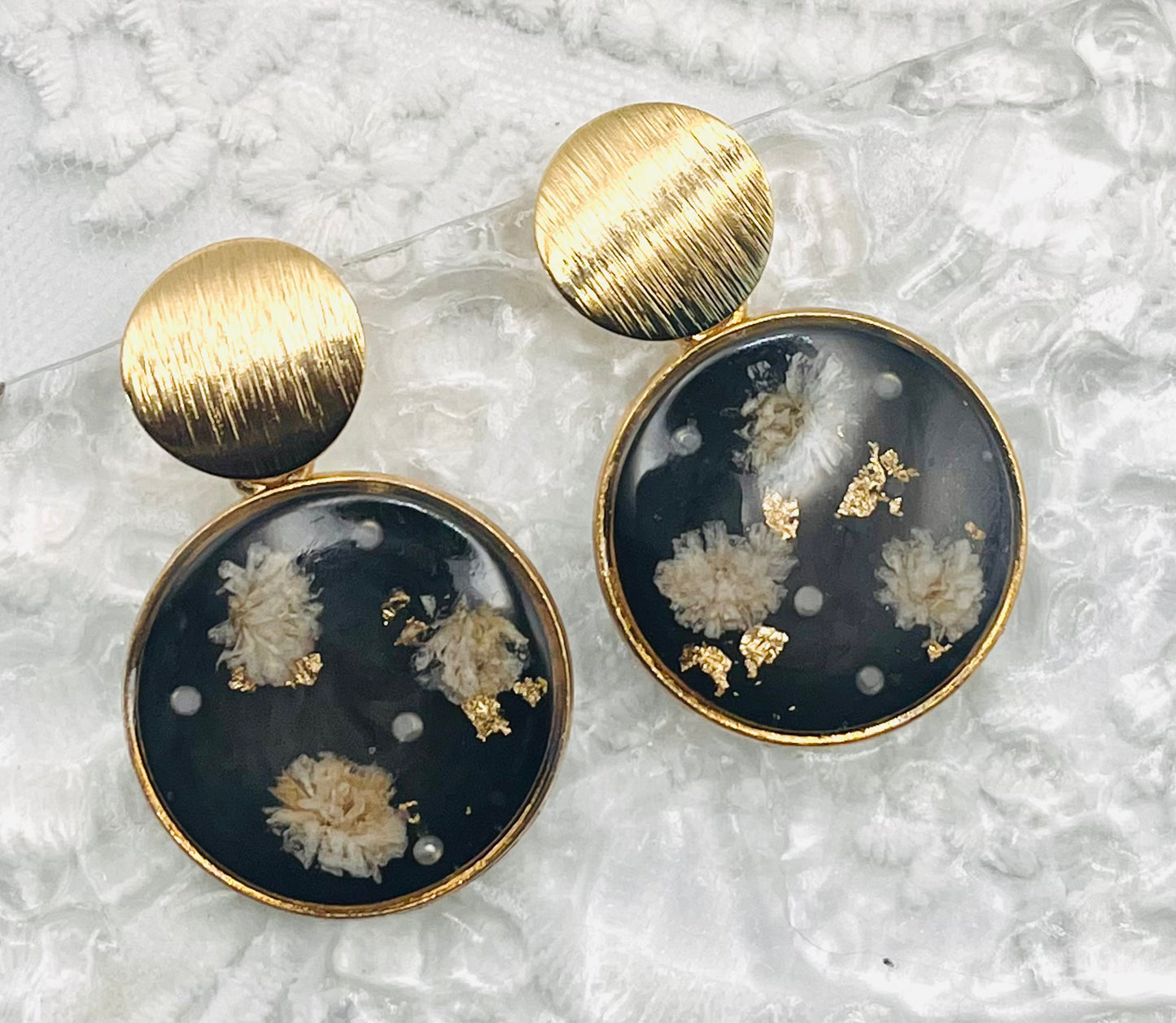 BLACK FLORAL DANGLES
