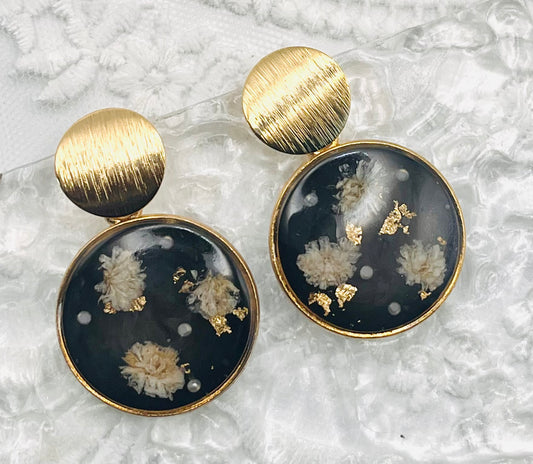 BLACK FLORAL DANGLES