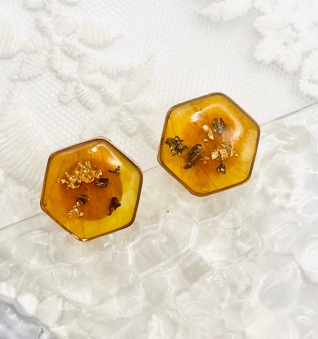 YELLOW FLORAL STUDS