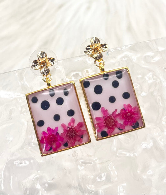 POLKA DOT FLORAL DANGLES