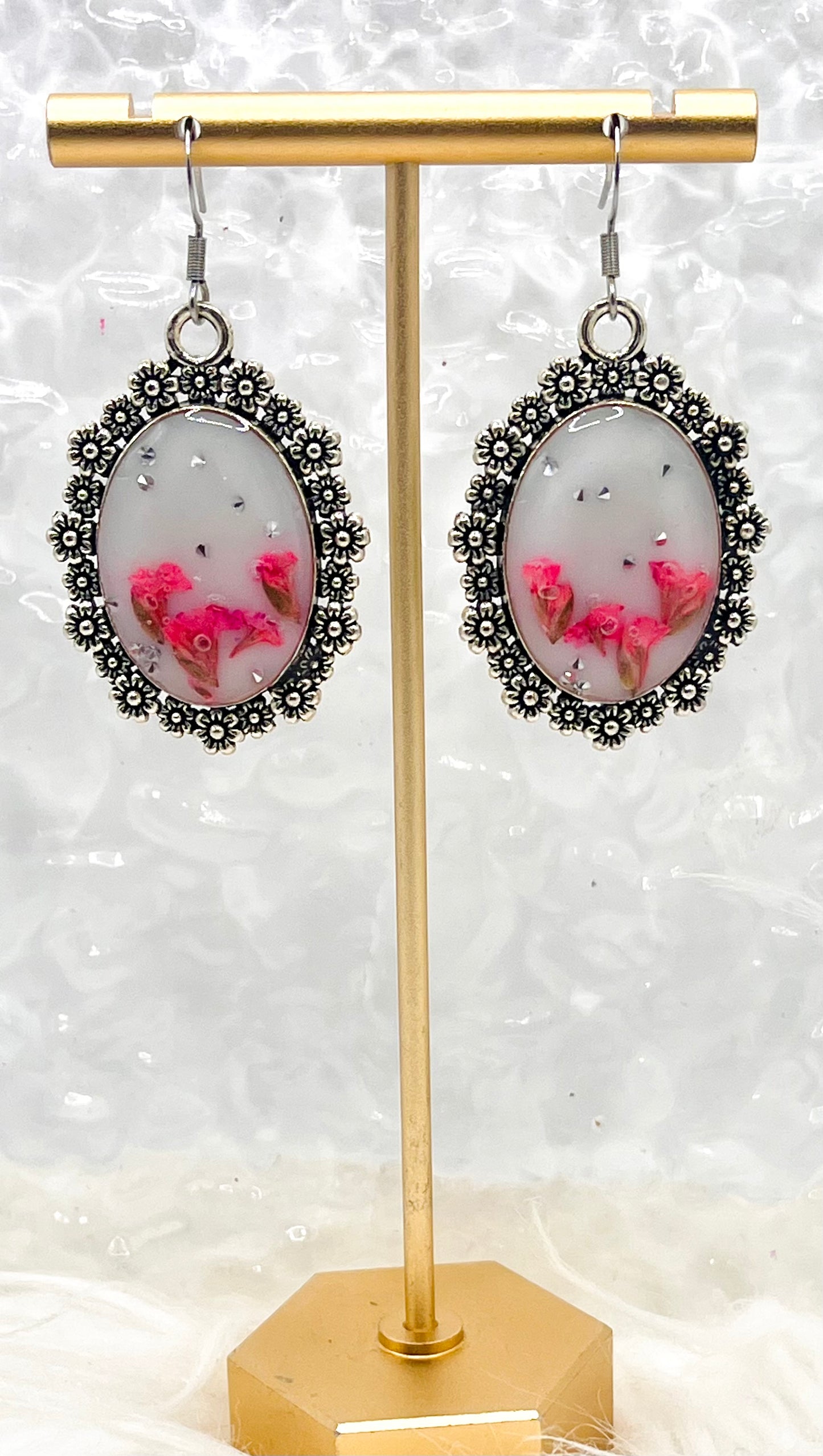 VINTAGE PINK FLORAL DANGLES