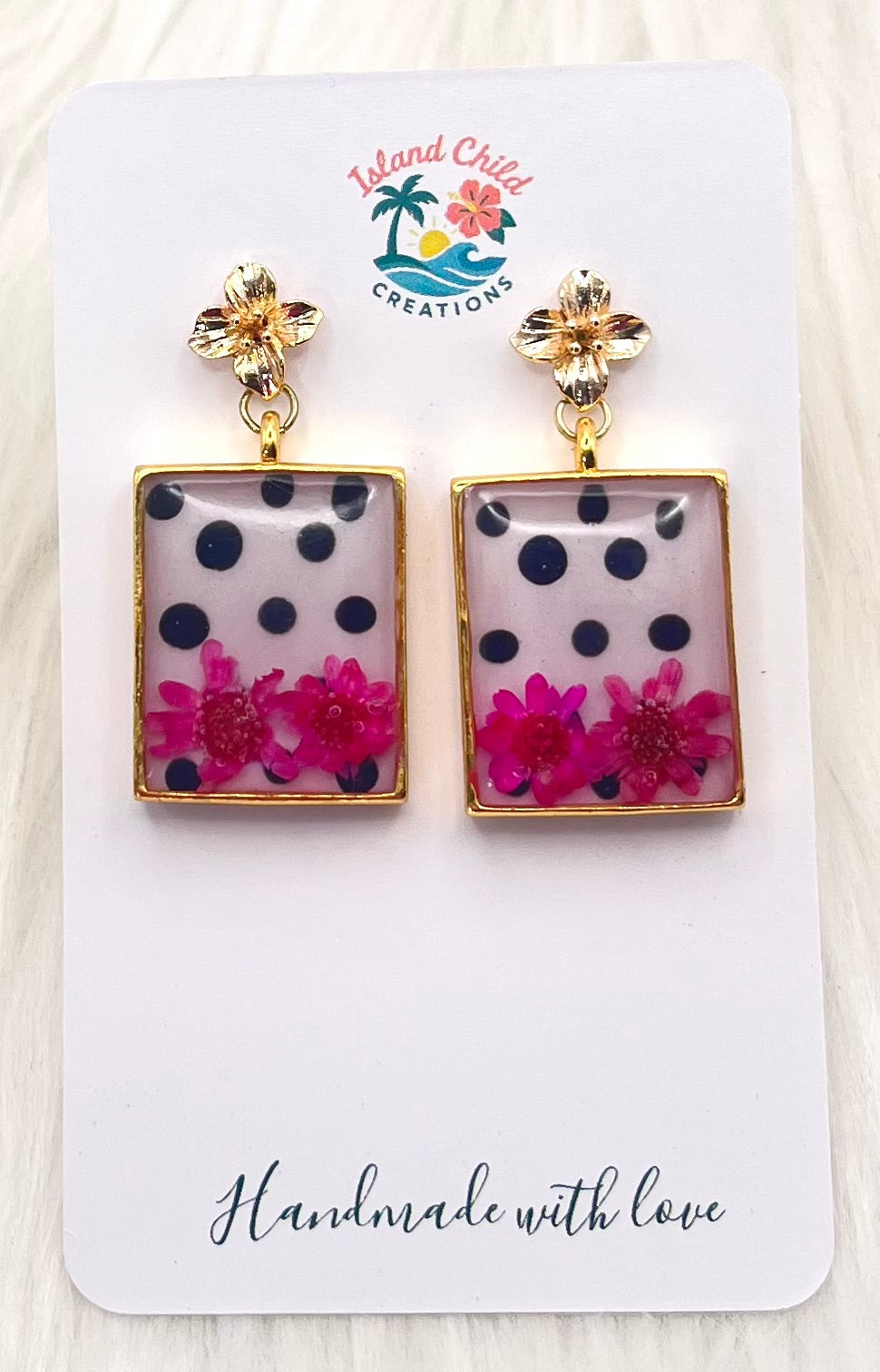 POLKA DOT FLORAL DANGLES