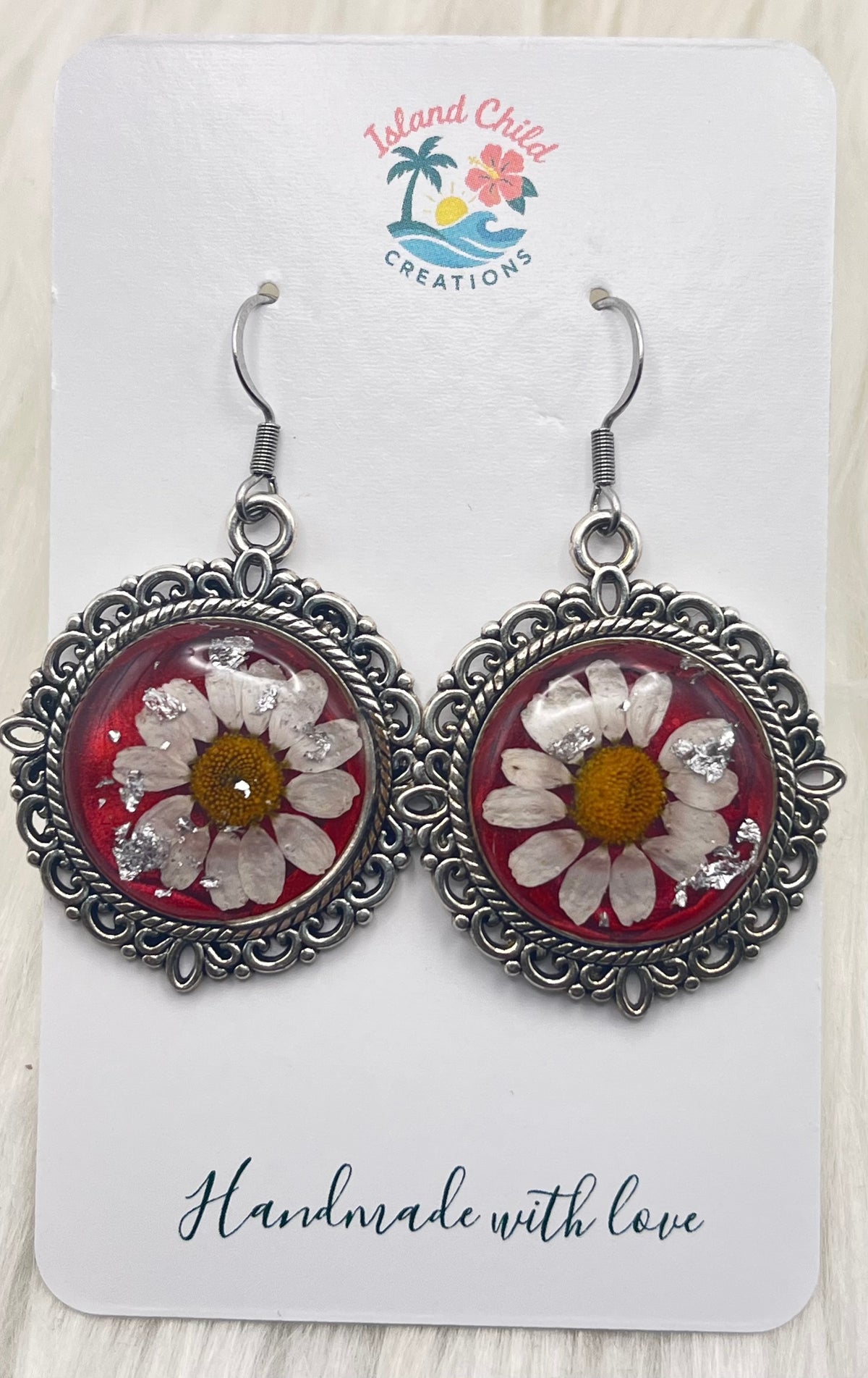 SILVER RUST FLORAL DANGLES