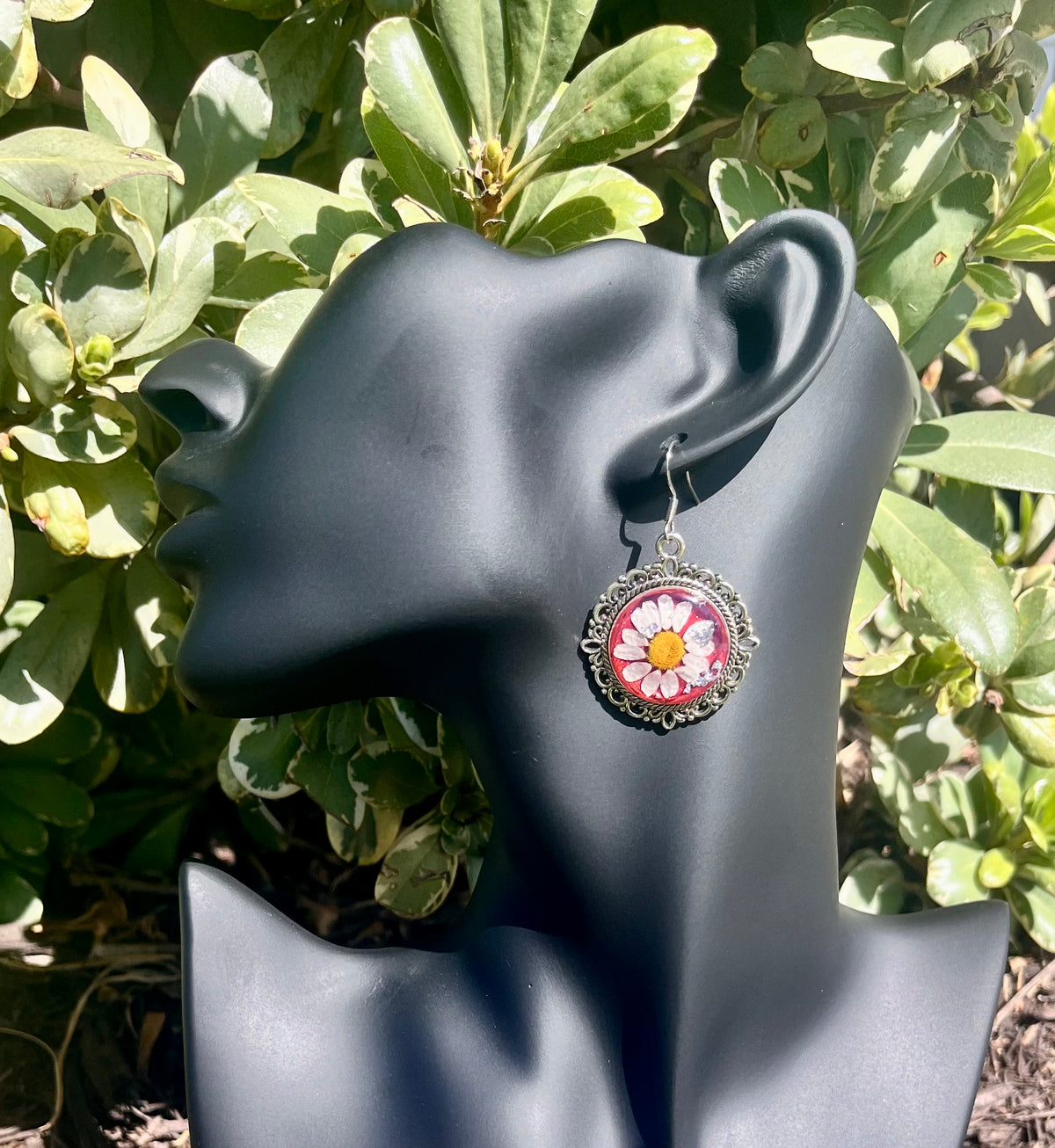 SILVER RUST FLORAL DANGLES