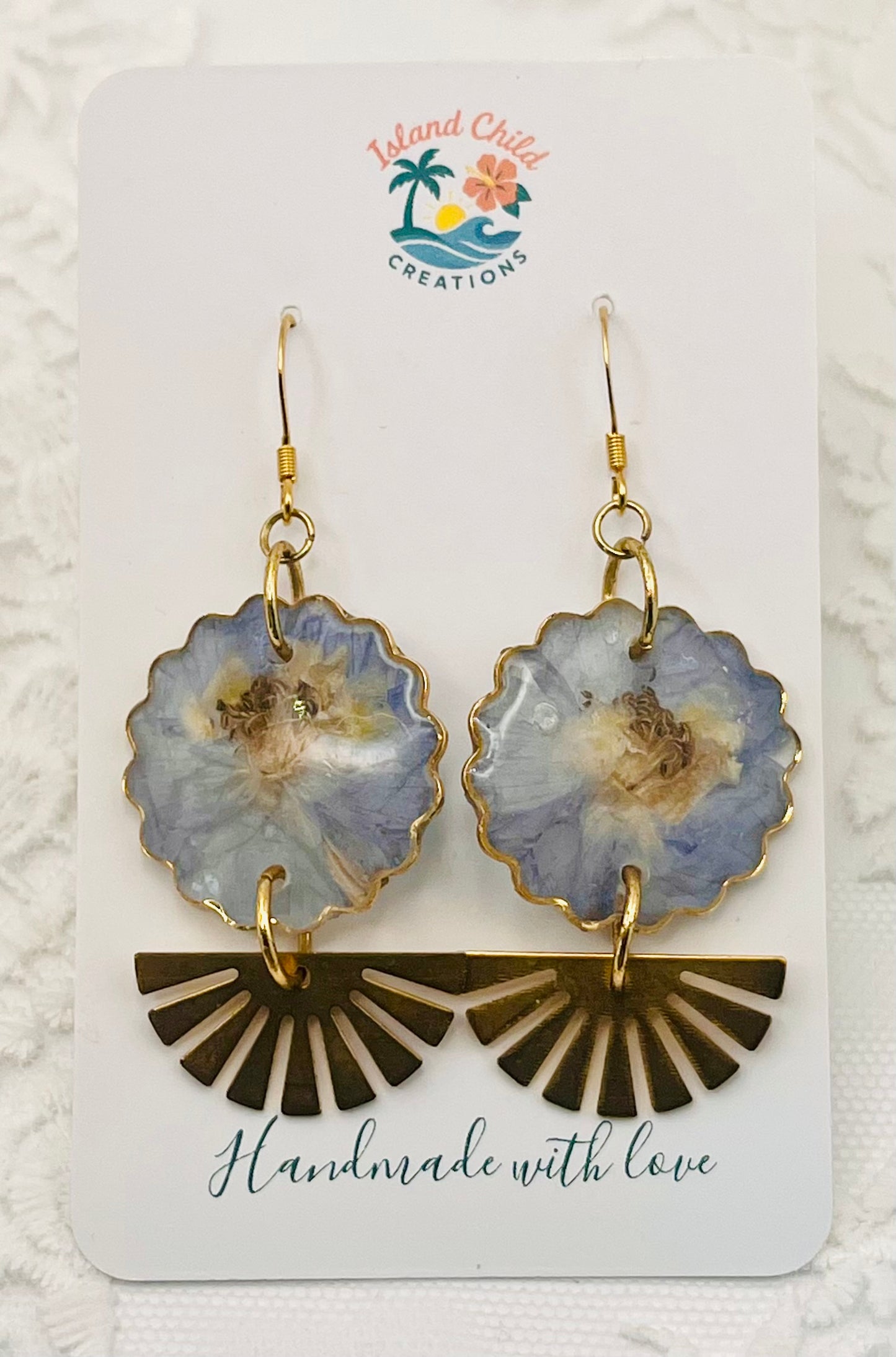 LIGHT BLUE FLORAL DANGLES
