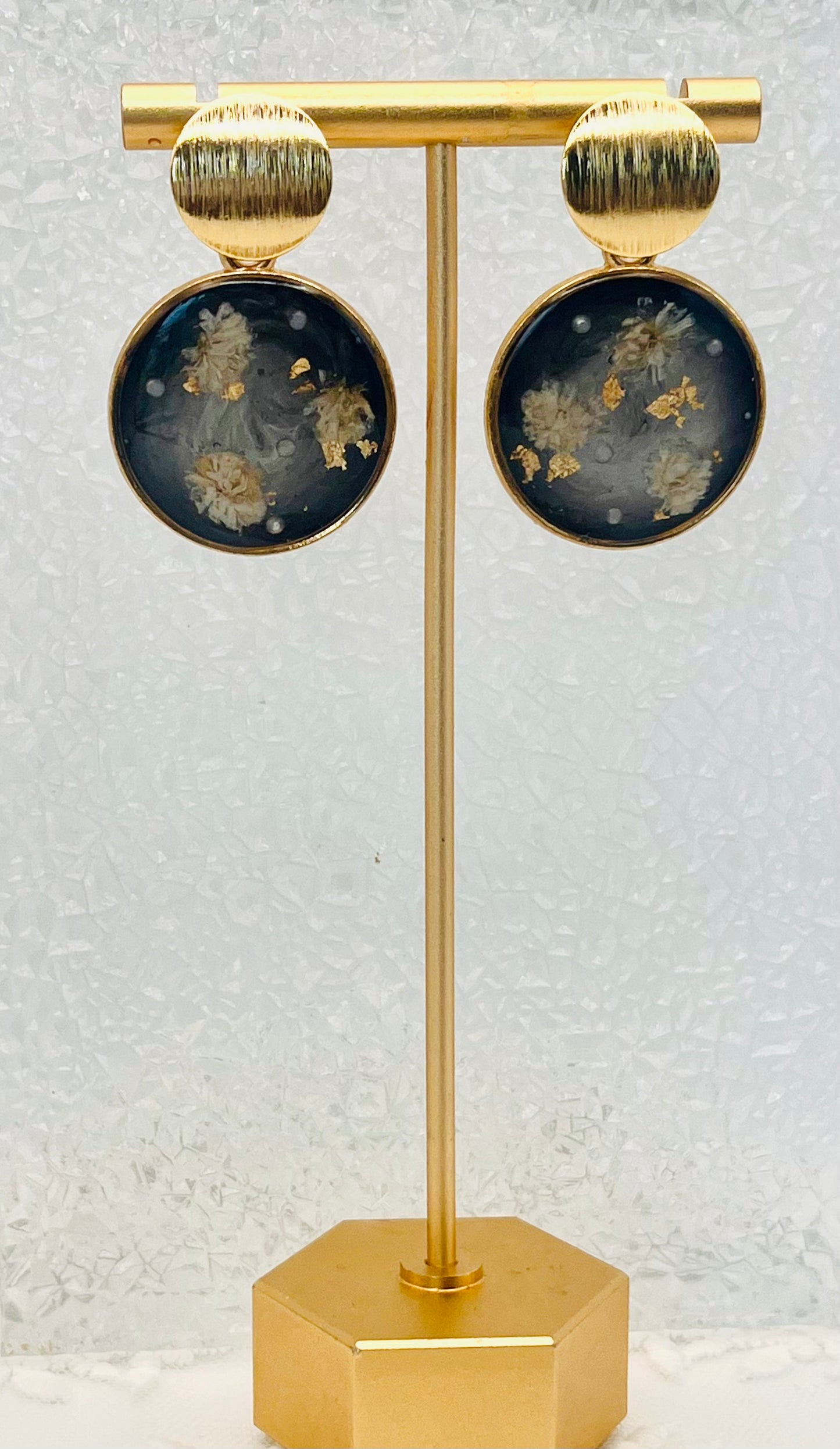 BLACK FLORAL DANGLES