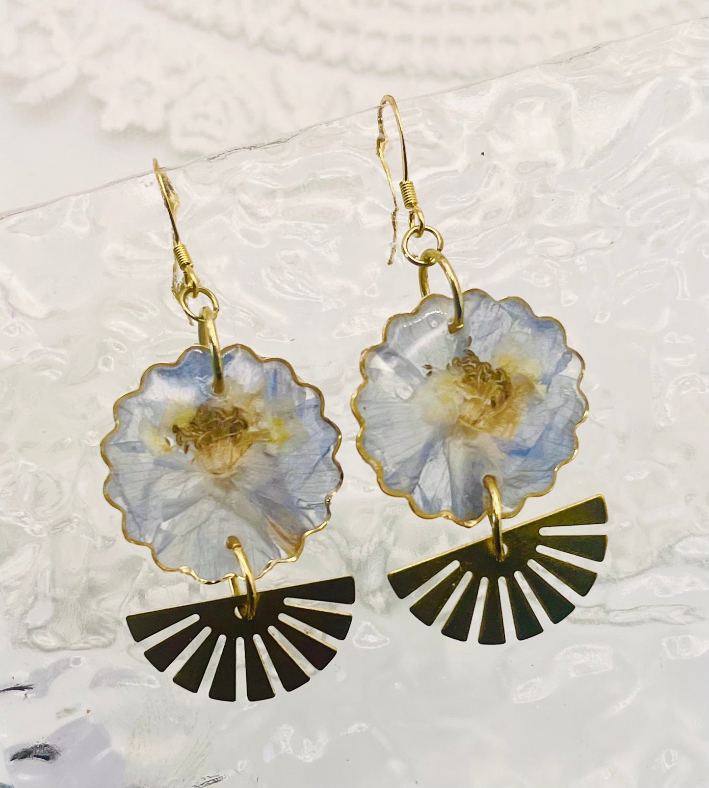 LIGHT BLUE FLORAL DANGLES