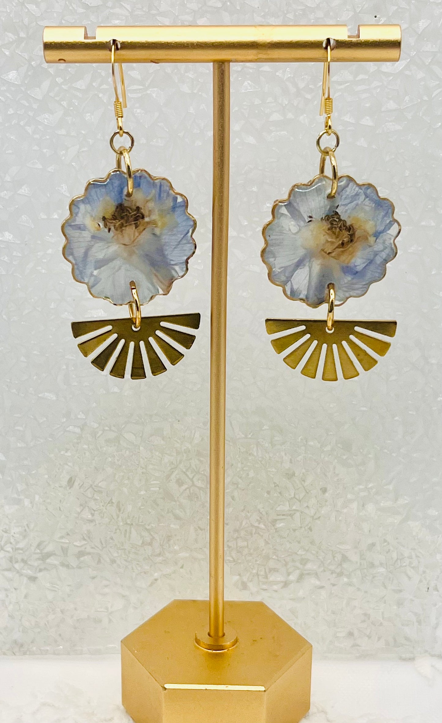 LIGHT BLUE FLORAL DANGLES