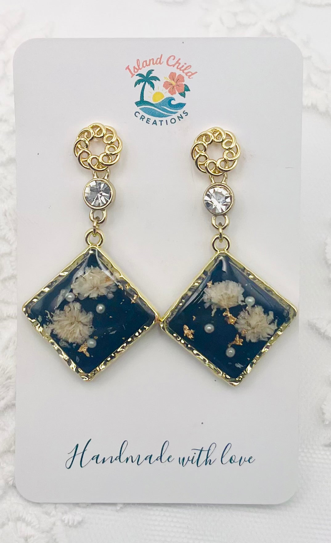 BLACK FLORAL DANGLES